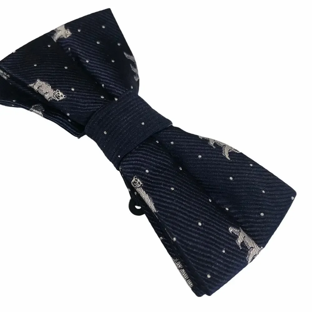 NORDSTROM Big Boy's Navy Blue‎ Polar Bear Bow Tie NWT Silk Adjustable
